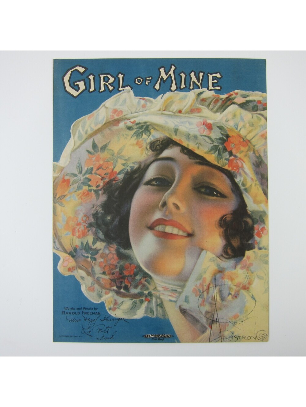 Girl of Mine Sheet Music by Harold Freeman Rolf Armstrong Cover Art Antique 1919